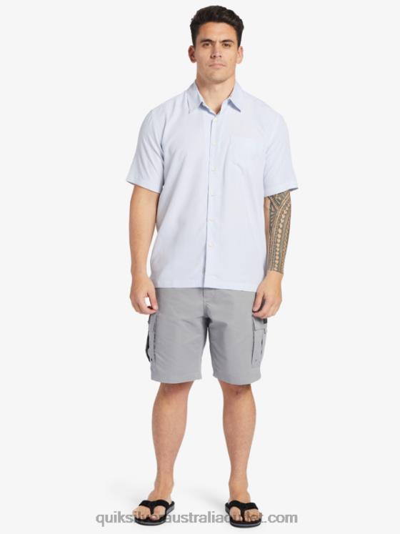 Quiksilver Men Waterman Kings Cliff Short Sleeve Shirt H2N4B281 white kings cliff