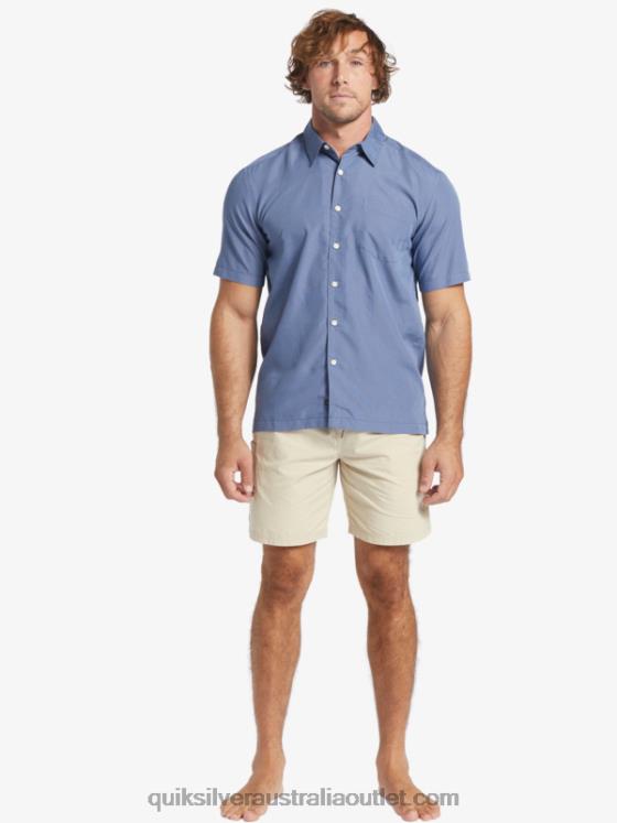 Quiksilver Men Waterman Kings Cliff Short Sleeve Shirt H2N4B282 ensign blue kings cliff