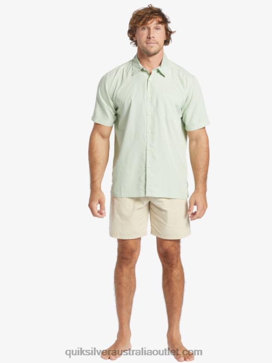 Quiksilver Men Waterman Kings Cliff Short Sleeve Shirt H2N4B286 subtle green kingscliff