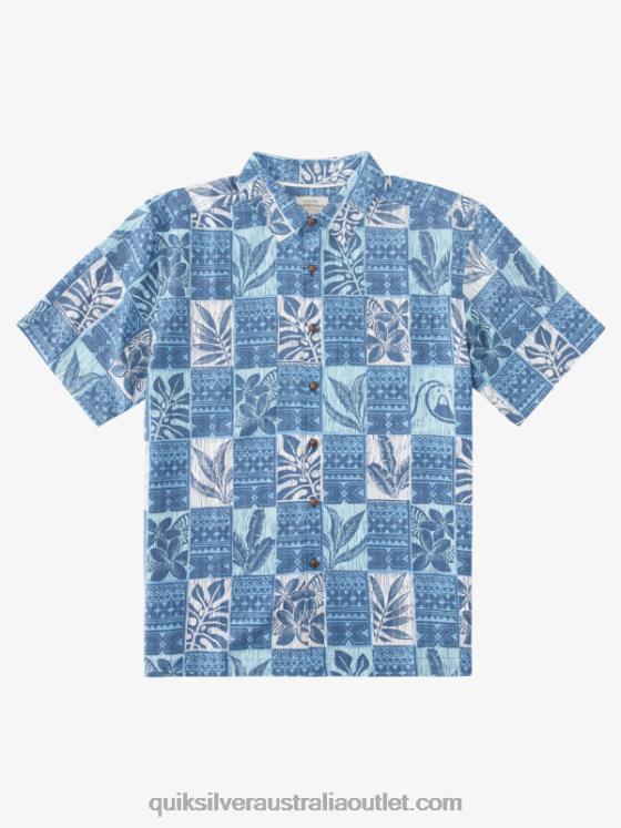 Quiksilver Men Waterman Leaf Boxes Hawaiian Shirt H2N4B917 dusk blue leaf boxes