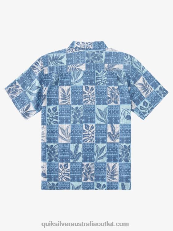 Quiksilver Men Waterman Leaf Boxes Hawaiian Shirt H2N4B917 dusk blue leaf boxes