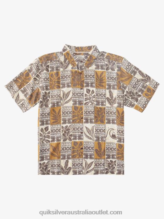 Quiksilver Men Waterman Leaf Boxes Hawaiian Shirt H2N4B918 brown rice leaf boxes