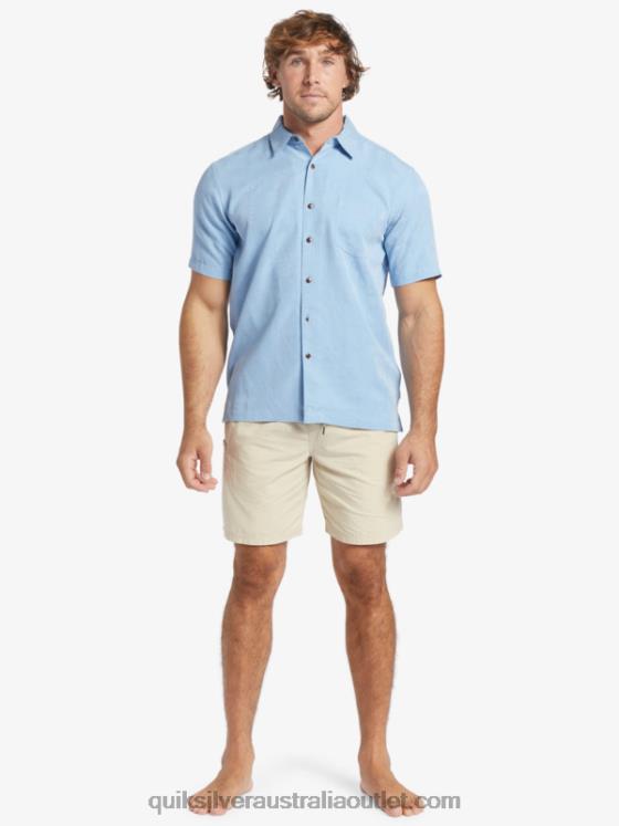 Quiksilver Men Waterman Manele Bay Short Sleeve Shirt H2N4B800 dusk blue