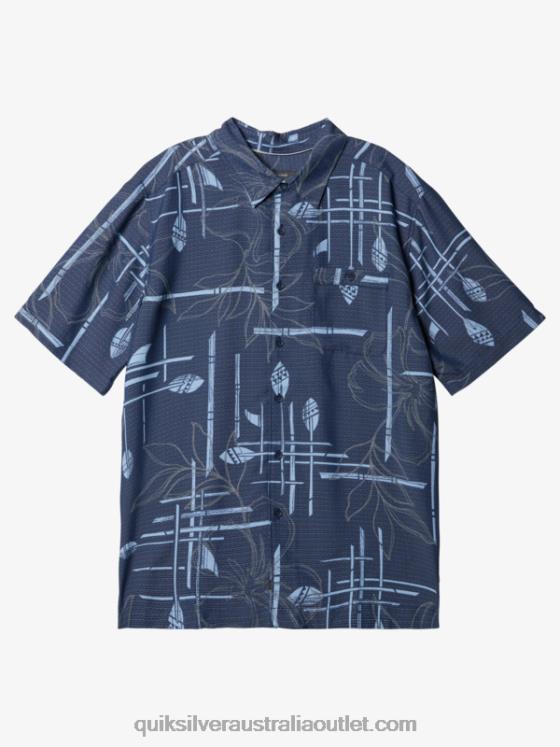 Quiksilver Men Waterman Paddle Out Short Sleeve Shirt H2N4B1415 navy blazer