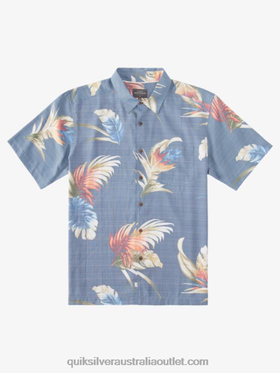 Quiksilver Men Waterman Rainbow Floral Short Sleeve Shirt H2N4B824 ensign blue rainbow floral