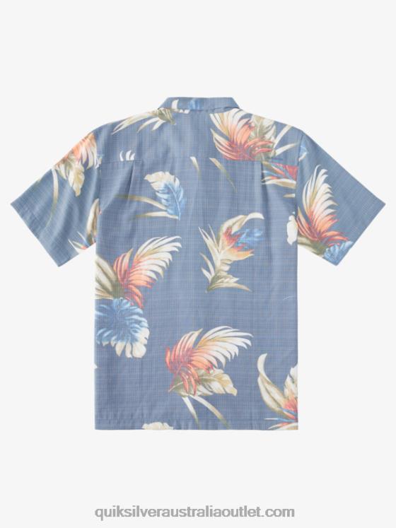 Quiksilver Men Waterman Rainbow Floral Short Sleeve Shirt H2N4B824 ensign blue rainbow floral