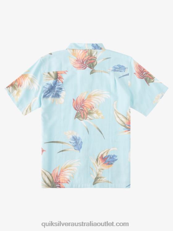 Quiksilver Men Waterman Rainbow Floral Short Sleeve Shirt H2N4B825 aquatic rainbow floral