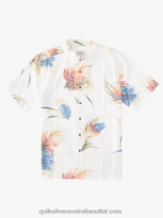 Quiksilver Men Waterman Rainbow Floral Short Sleeve Shirt H2N4B826 antique white rainbow floral