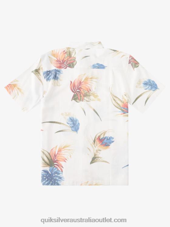Quiksilver Men Waterman Rainbow Floral Short Sleeve Shirt H2N4B826 antique white rainbow floral