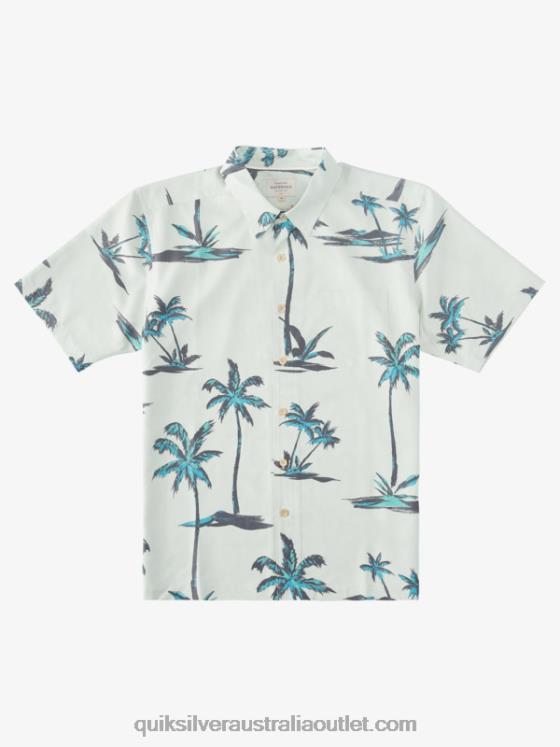 Quiksilver Men Waterman Sea Breezer Short Sleeve Hawaiian Shirt H2N4B1500 subtle green sea breezer