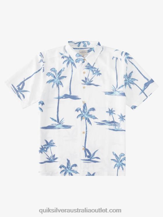 Quiksilver Men Waterman Sea Breezer Short Sleeve Hawaiian Shirt H2N4B1501 dusk blue sea breezer