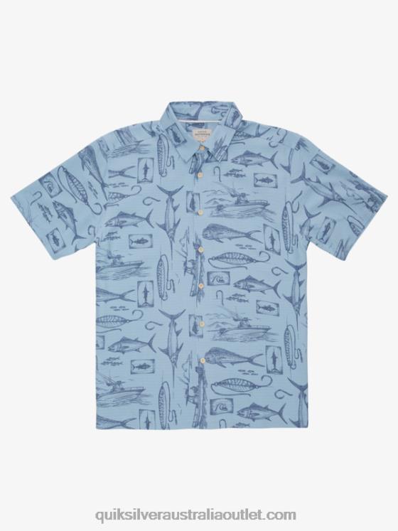 Quiksilver Men Waterman Slack Line Short Sleeve Shirt H2N4B1218 dusk blue slack line