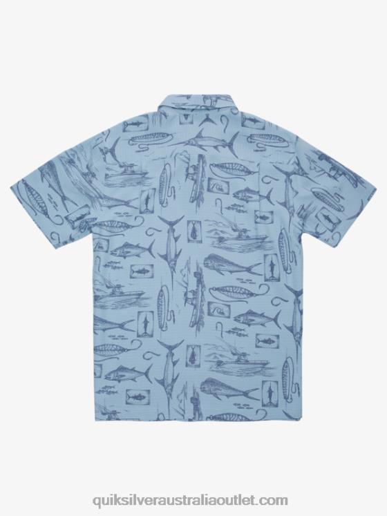 Quiksilver Men Waterman Slack Line Short Sleeve Shirt H2N4B1218 dusk blue slack line