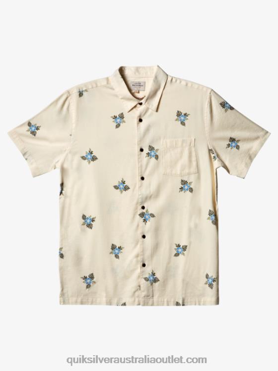 Quiksilver Men Waterman Small Pedals Short Sleeve Shirt H2N4B425 antique white small pedals
