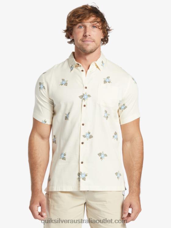 Quiksilver Men Waterman Small Pedals Short Sleeve Shirt H2N4B425 antique white small pedals