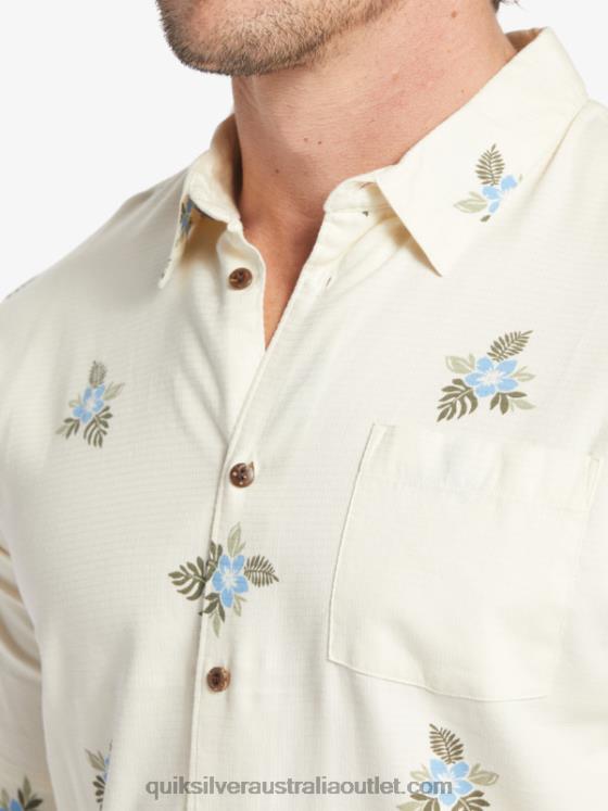 Quiksilver Men Waterman Small Pedals Short Sleeve Shirt H2N4B425 antique white small pedals