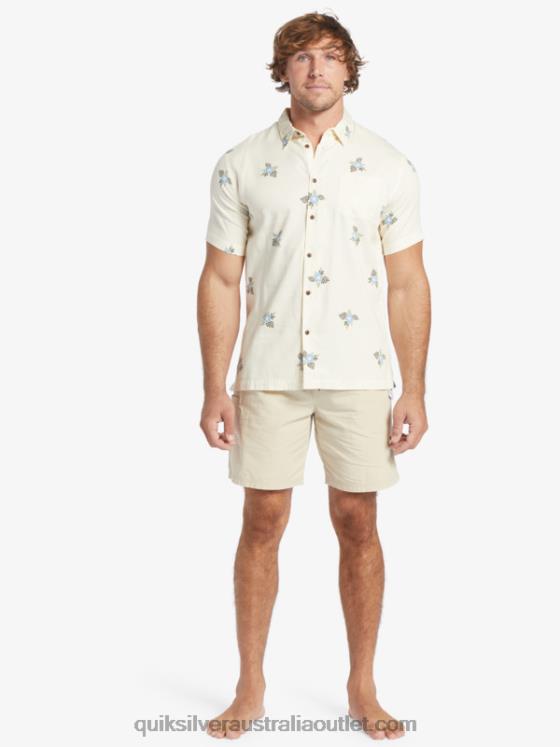 Quiksilver Men Waterman Small Pedals Short Sleeve Shirt H2N4B425 antique white small pedals