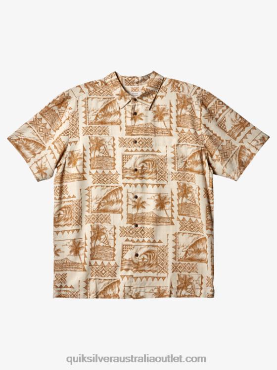 Quiksilver Men Waterman Surf Trippers Short Sleeve Shirt H2N4B432 brown rice surf trippers