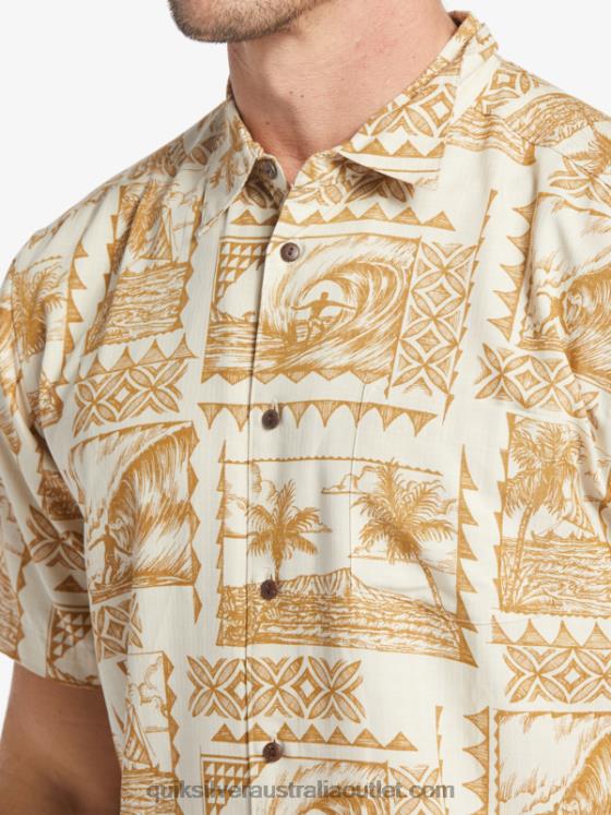 Quiksilver Men Waterman Surf Trippers Short Sleeve Shirt H2N4B432 brown rice surf trippers