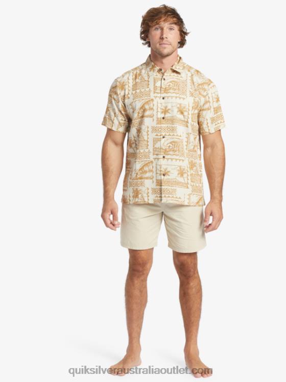 Quiksilver Men Waterman Surf Trippers Short Sleeve Shirt H2N4B432 brown rice surf trippers