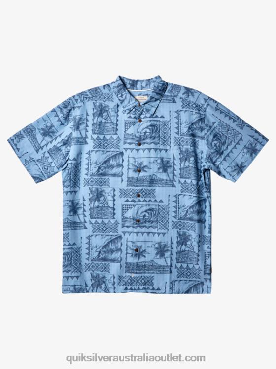 Quiksilver Men Waterman Surf Trippers Short Sleeve Shirt H2N4B434 dusk blue surf trippers