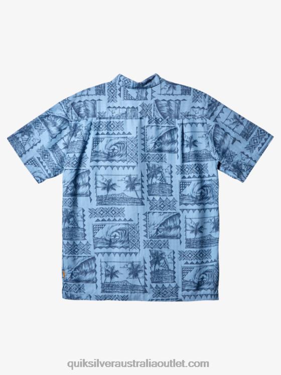 Quiksilver Men Waterman Surf Trippers Short Sleeve Shirt H2N4B434 dusk blue surf trippers