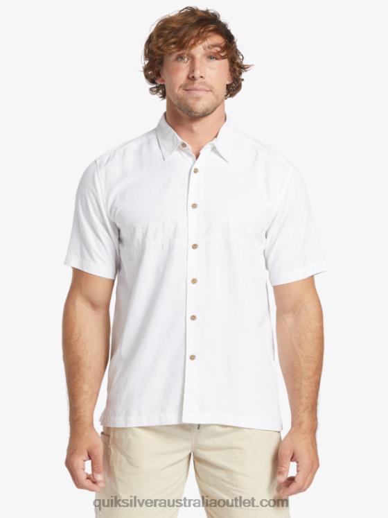 Quiksilver Men Waterman Tahiti Palms Premium Anti-Wrinkle Shirt H2N4B867 white