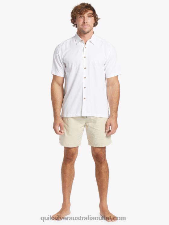 Quiksilver Men Waterman Tahiti Palms Premium Anti-Wrinkle Shirt H2N4B867 white