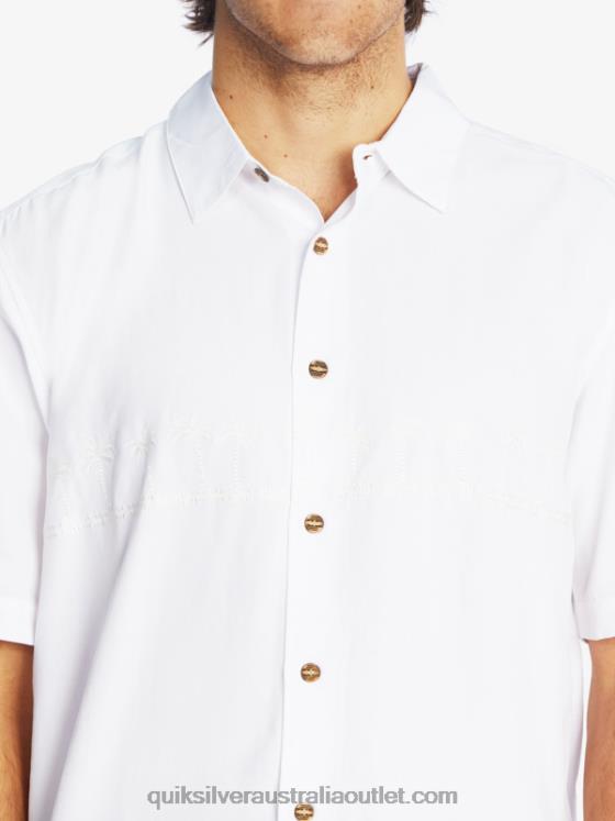 Quiksilver Men Waterman Tahiti Palms Premium Anti-Wrinkle Shirt H2N4B867 white