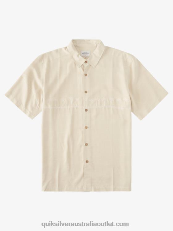 Quiksilver Men Waterman Tahiti Palms Premium Anti-Wrinkle Shirt H2N4B869 brown rice