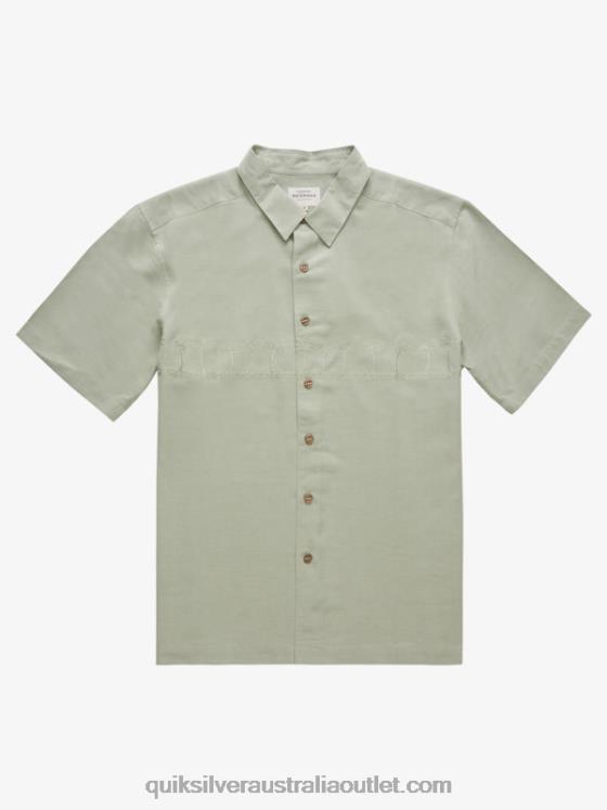Quiksilver Men Waterman Tahiti Palms Premium Anti-Wrinkle Shirt H2N4B871 tea