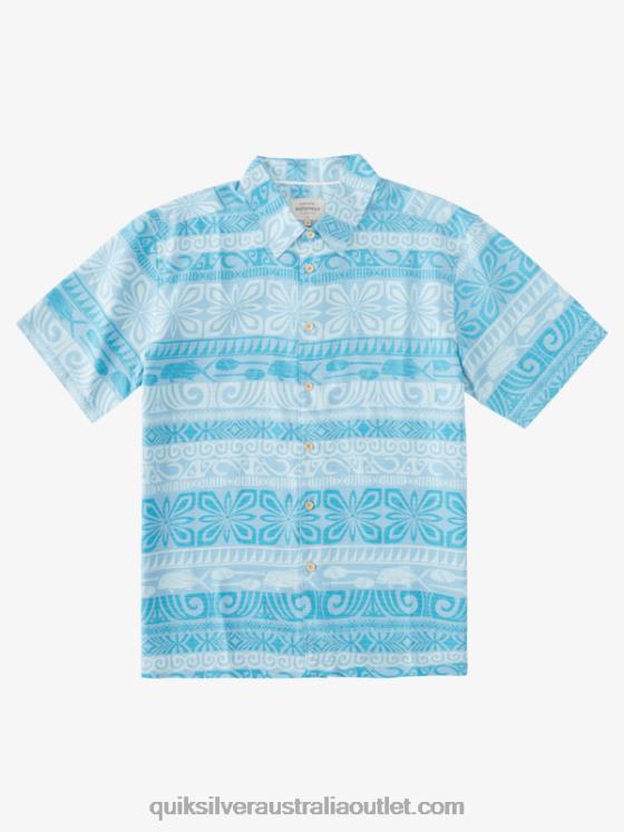 Quiksilver Men Waterman Tapa Today Short Sleeve Shirt H2N4B963 dusk blue tapa today