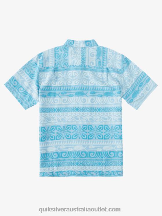 Quiksilver Men Waterman Tapa Today Short Sleeve Shirt H2N4B963 dusk blue tapa today