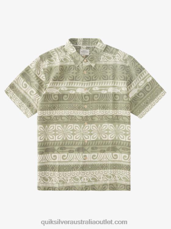 Quiksilver Men Waterman Tapa Today Short Sleeve Shirt H2N4B964 tea tapa today