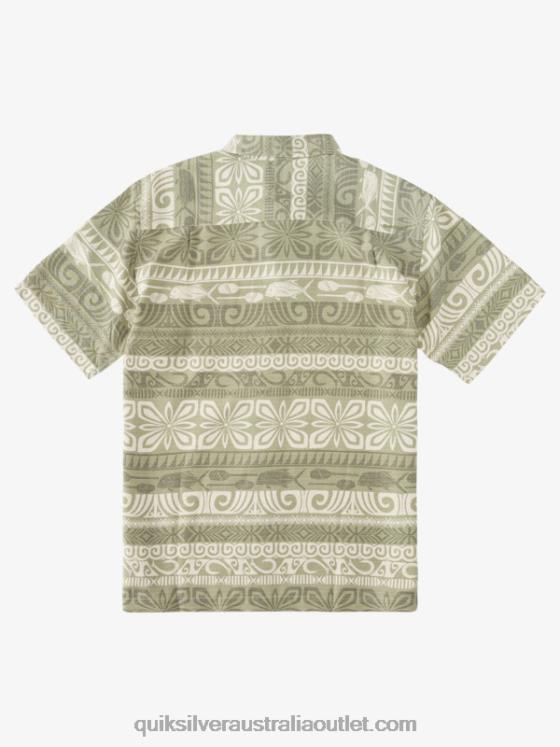 Quiksilver Men Waterman Tapa Today Short Sleeve Shirt H2N4B964 tea tapa today
