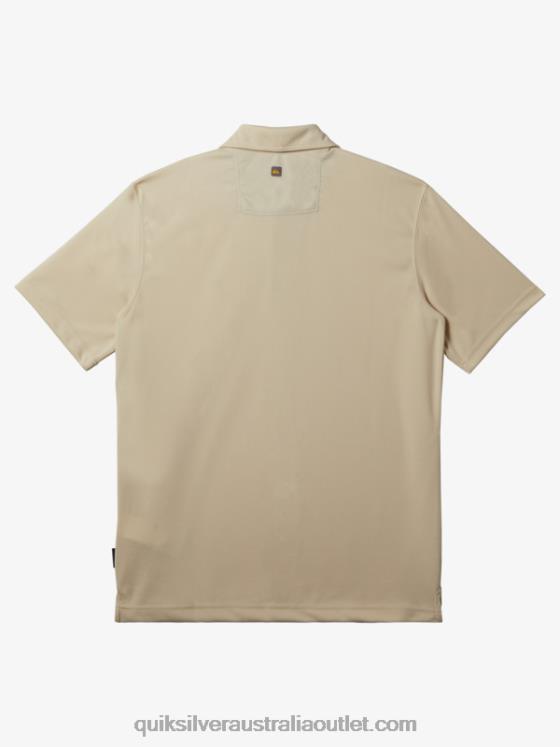 Quiksilver Men Waterman Water Short Sleeve Polo Shirt H2N4B95 brown rice