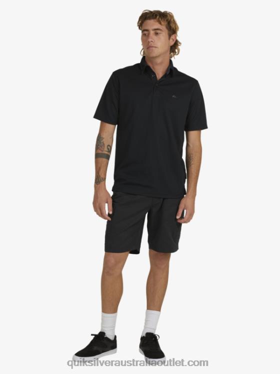 Quiksilver Men Waterman Water Short Sleeve Polo Shirt H2N4B98 black