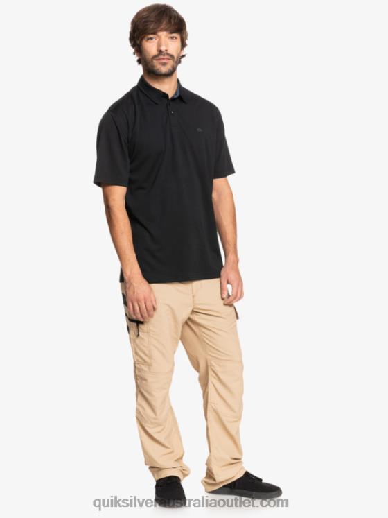 Quiksilver Men Waterman Water Short Sleeve Polo Shirt H2N4B98 black