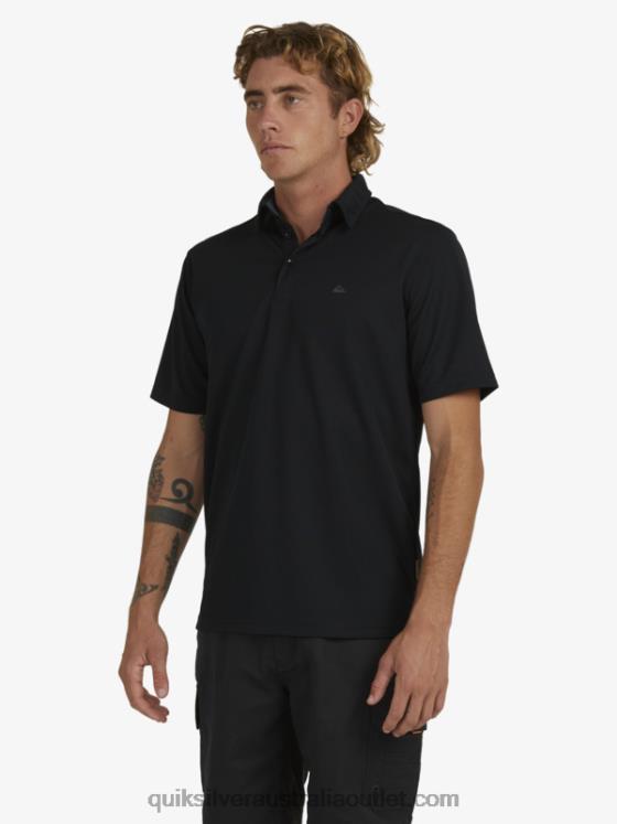Quiksilver Men Waterman Water Short Sleeve Polo Shirt H2N4B98 black