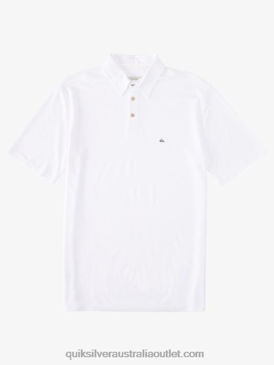 Quiksilver Men Waterman Waterpolo Short Sleeve Polo Shirt H2N4B246 white
