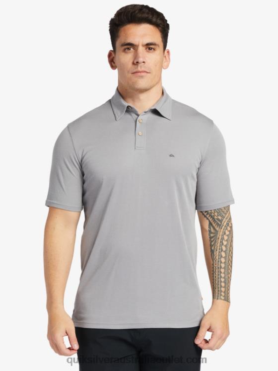 Quiksilver Men Waterman Waterpolo Short Sleeve Polo Shirt H2N4B247 sharkskin