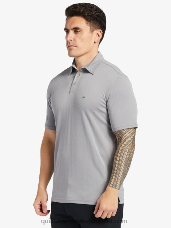 Quiksilver Men Waterman Waterpolo Short Sleeve Polo Shirt H2N4B247 sharkskin