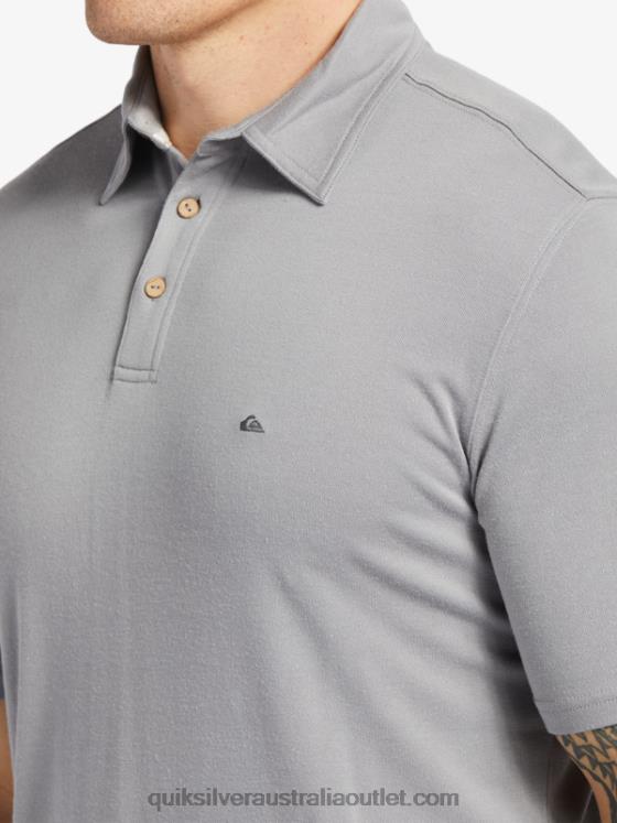 Quiksilver Men Waterman Waterpolo Short Sleeve Polo Shirt H2N4B247 sharkskin