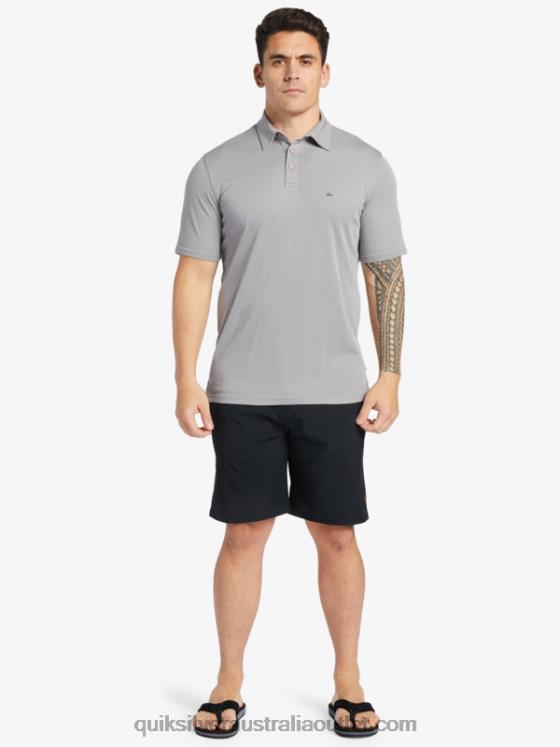 Quiksilver Men Waterman Waterpolo Short Sleeve Polo Shirt H2N4B247 sharkskin
