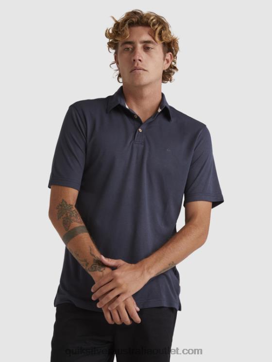 Quiksilver Men Waterman Waterpolo Short Sleeve Polo Shirt H2N4B250 blue nights