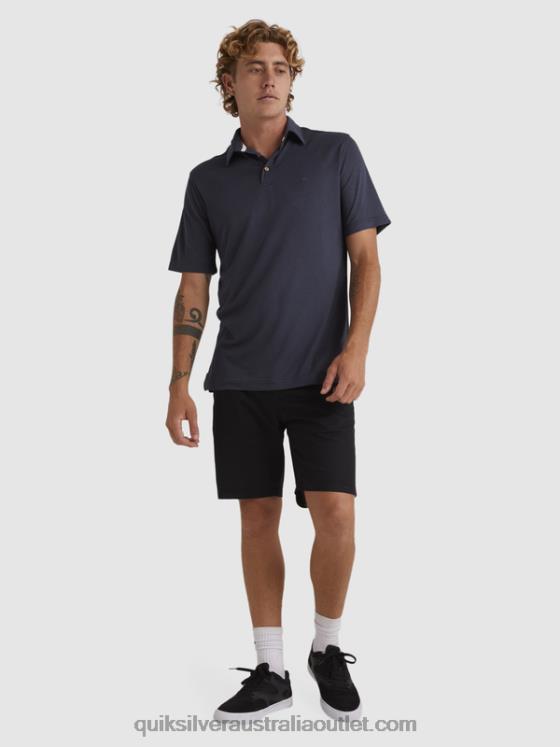 Quiksilver Men Waterman Waterpolo Short Sleeve Polo Shirt H2N4B250 blue nights