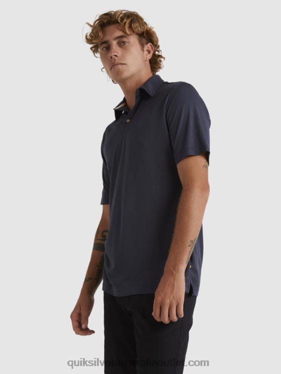 Quiksilver Men Waterman Waterpolo Short Sleeve Polo Shirt H2N4B250 blue nights
