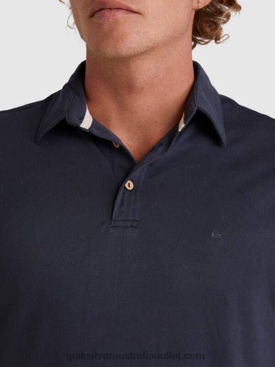 Quiksilver Men Waterman Waterpolo Short Sleeve Polo Shirt H2N4B250 blue nights