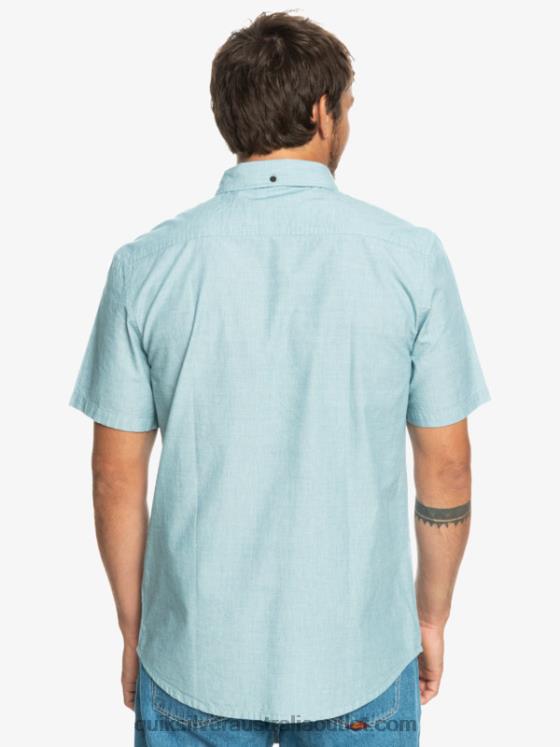 Quiksilver Men Winfall Short Sleeve Shirt H2N4B377 moroccan blue
