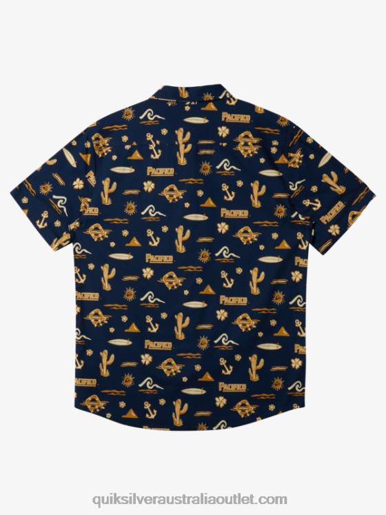 Quiksilver x Pacifico Men Short Sleeve Shirt H2N4B15 navy blazer
